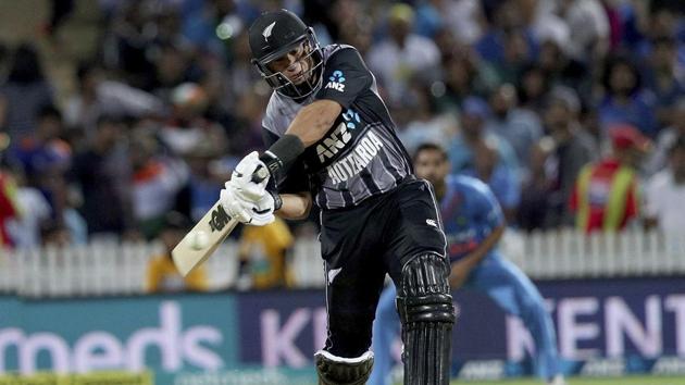New Zealand's Ross Taylor bats during their twenty/20 cricket international against India. (AP)