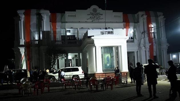 Uttar Pradesh Congress Committee office decked-up to welcome the party General Secretary Priyanka Gandhi Vadra in Lucknow, Sunday.(PTI)