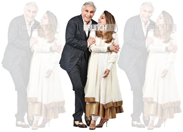 By now, Navin and Raseel have celebrated 27 wedding anniversaries with their family of three children and a household that even includes Navin’s former wife. On Navin: Suit, Tom Ford; shirt, Pink; pocket square, Casa Pop; shoes, Tom Ford. On Raseel: Suit; Rohit Bal; jewellery, Alpana Gujral; shoes, Bombay Gossip(Raj K Raj)