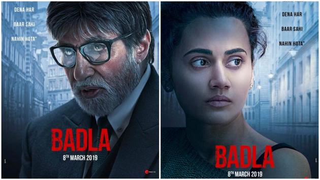Amitabh Bachchan and Taapsee Pannu in the posters for Badla.