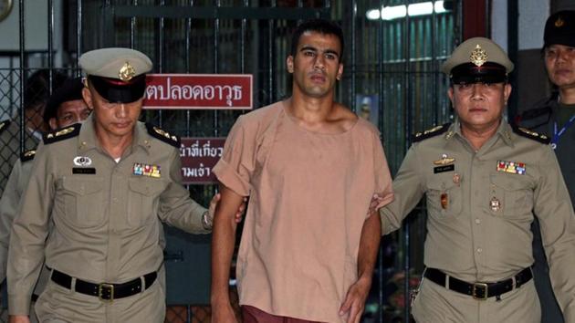 Jailed Bahraini footballer Hakeem Al Araibi leaves Thailand's Criminal Court, in Bangkok, Thailand on February 4. (REUTERS) Jailed Bahraini footballer Hakeem Al Araibi leaves Thailand's Criminal Court, in Bangkok, Thailand on February 4. (REUTERS)