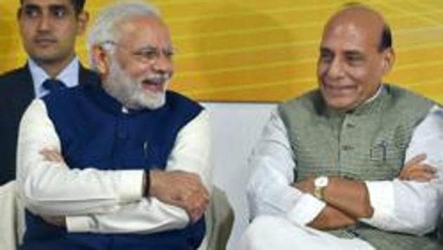 Prime minister Narendra Modi and Rajnath Singh. (PTI file photo) Prime minister Narendra Modi and Rajnath Singh. (PTI file photo)