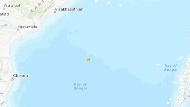 According to a bulletin from the Indian Meteorological Department, the quake with a magnitude of 5.1 on the Richter scale was a moderate one. It struck below the sea level, 600km northeast in the Bay of Bengal and the earthquake was felt in Chennai (USGS) According to a bulletin from the Indian Meteorological Department, the quake with a magnitude of 5.1 on the Richter scale was a moderate one. It struck below the sea level, 600km northeast in the Bay of Bengal and the earthquake was felt in Chennai (USGS)