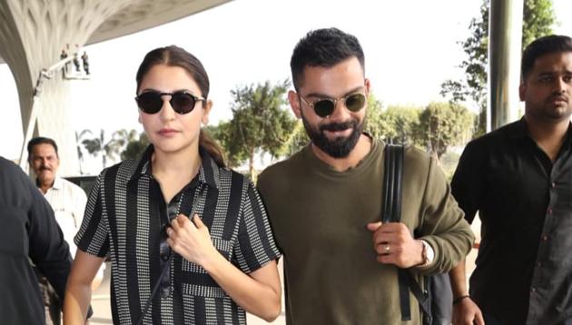 Anushka Sharma and Virat Kohli at the Mumbai airport.