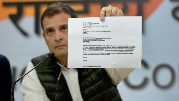 The Congress president said it is now black and white that the prime minister shared defence secrets with a private person in order to benefit him. (ANI) The Congress president said it is now black and white that the prime minister shared defence secrets with a private person in order to benefit him. (ANI)