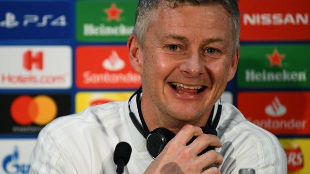 Manchester United's Norwegian caretaker manager Ole Gunnar Solskjaer attends a press conference at Old Trafford in Manchester(AFP)