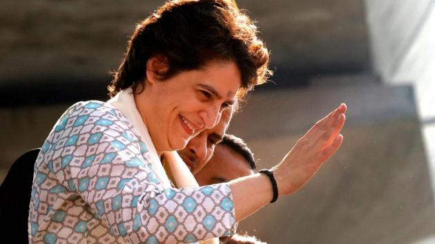 Priyanka Gandhi Vadra waves to her supporters during a roadshow in Lucknow on Monday. (ANI photo) Priyanka Gandhi Vadra waves to her supporters during a roadshow in Lucknow on Monday. (ANI photo)