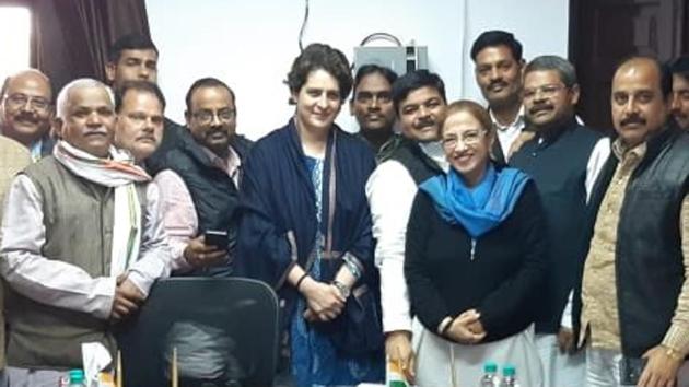 Priyanka Gandhi Vadra with UP Congress workers at Lucknow, Feb 12, 2019. (Photo: Sourced) Priyanka Gandhi Vadra with UP Congress workers at Lucknow, Feb 12, 2019. (Photo: Sourced)