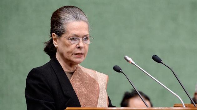 Sonia Gandhi at Congress Parliamentary Party’s general body meeting in New Delhi on Wednesday. Sonia Gandhi at Congress Parliamentary Party’s general body meeting in New Delhi on Wednesday.