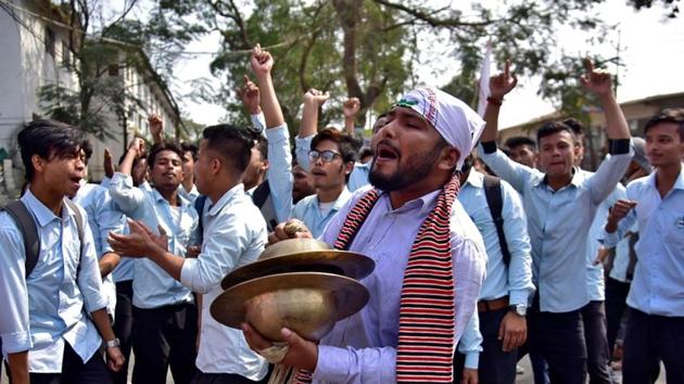 Students protest against the Citizenship Amendment Bill in Nagaon, Assam. The bill, facing strong resistance from the opposition and even some BJP allies, is set to lapse in the Rajya Sabha on Wednesday after the House was adjourned sine die on the last day of the Budget session. The ruling party saw protests in the northeastern states against the BJP’s decision to go ahead with the bill. (Anuwar Hazarika / REUTERS) Students protest against the Citizenship Amendment Bill in Nagaon, Assam. The bill, facing strong resistance from the opposition and even some BJP allies, is set to lapse in the Rajya Sabha on Wednesday after the House was adjourned sine die on the last day of the Budget session. The ruling party saw protests in the northeastern states against the BJP’s decision to go ahead with the bill. (Anuwar Hazarika / REUTERS)