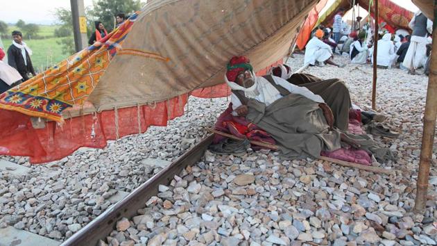 The Rajasthan government on Wednesday introduced a bill in the Assembly to give a five per cent quota in jobs and educational institutes to Gujjars and four other communities agitating for it. The government introduced the Rajasthan Backward Classes (Reservation of Seats in Educational Institutes in the State and of Appointments and Posts in Services under the State Amendment Bill, 2019. (Himanshu Vyas / HT Photo) The Rajasthan government on Wednesday introduced a bill in the Assembly to give a five per cent quota in jobs and educational institutes to Gujjars and four other communities agitating for it. The government introduced the Rajasthan Backward Classes (Reservation of Seats in Educational Institutes in the State and of Appointments and Posts in Services under the State Amendment Bill, 2019. (Himanshu Vyas / HT Photo)