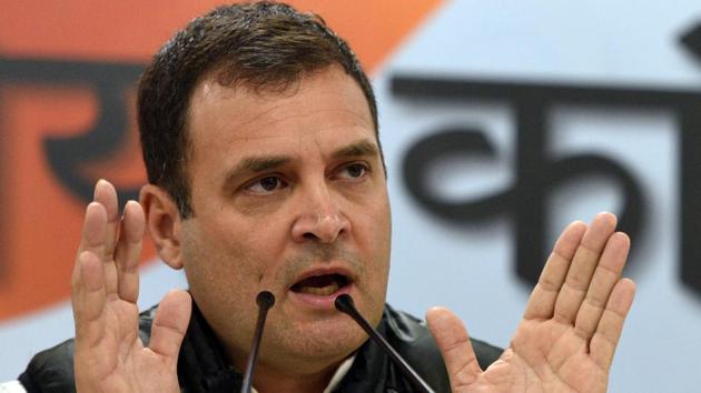 Congress president Rahul Gandhi addresses a special press conference on Rafale deal issue at All India Congress Committee (AICC) headquarters, in New Delhi on Tuesday. (Photo by Sonu Mehta / Hindustan Times)(Sonu Mehta/HT photo) Congress president Rahul Gandhi addresses a special press conference on Rafale deal issue at All India Congress Committee (AICC) headquarters, in New Delhi on Tuesday. (Photo by Sonu Mehta / Hindustan Times)(Sonu Mehta/HT photo)
