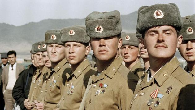 The last Soviet unit stands stationary at Kabul airport, just before leaving Afghanistan. The Soviet Union invaded Afghanistan in December 1979, driven by fears that the US could try to establish a foothold next to Soviet republics in Central Asia. Moscow’s initial plans for a quick operation were derailed by fierce rebel resistance. The Soviet Union lost more than 15,000 troops, according to official data. (Laurent Rebours / AP File)