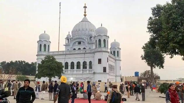 A view of the shrine of Sikh leader Guru Nanak Dev in Kartarpur, Pakistan.(PTI)