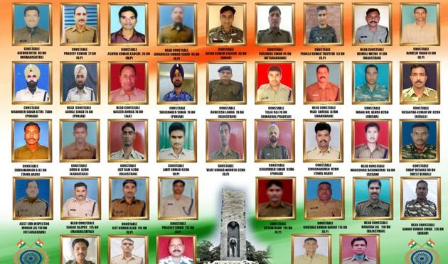 The CRPF pays tribute to the 40 jawans killed in Pulwama terror attack on Thursday.(Photo: Twitter/@crpfindia)