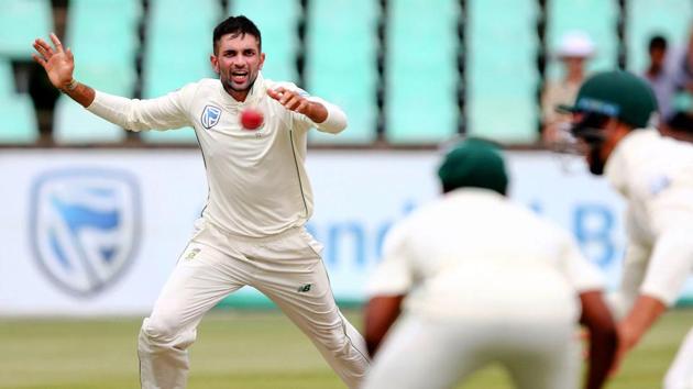 South Africa's Keshav Maharaj (L) bowls during the 3rd day of the first Test. (AFP) South Africa's Keshav Maharaj (L) bowls during the 3rd day of the first Test. (AFP)