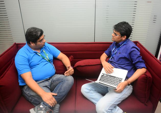 Varun (Left) and Ravi of Udchalo.(Shankar Narayan/HT PHOTO))