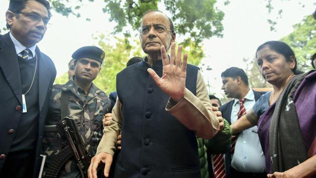 Finance Minister Arun Jaitley and Defence Minister Nirmala Sitharaman leave after attending a meeting of the Cabinet Committee on Security(CCS) to discuss the security scenario in Jammu and Kashmir in the wake of the Pulwama terror attack, at Prime Minister's residence in New Delhi. (Arun Sharma / AP)