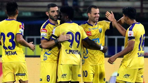 Kerala Blasters FC notched only its second win of the Indian Super League season after a comprehensive 3-0 win over rivals Chennaiyin FC at the Jawaharlal Nehru stadium in Kochi on Friday.(Indian Super League)