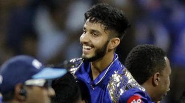 File image of Mayank Markande celebrating with his teammate after picking up a wicket in the Indian Premier League. (AP) File image of Mayank Markande celebrating with his teammate after picking up a wicket in the Indian Premier League. (AP)