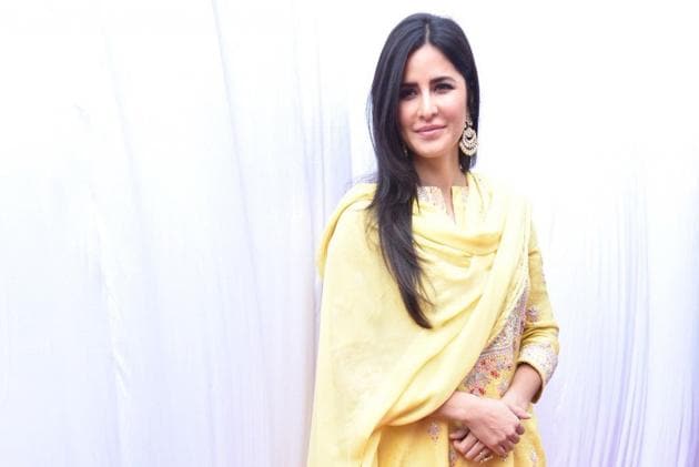 Katrina Kaif during Saraswati Puja at filmmaker Anurag Basu's house in Mumbai on Feb 10, 2019.(IANS)