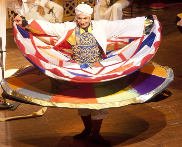 A uniquely colourful whirling dervish of the Egyptian Mawlawiyah group, which will perform at the NCPA on Saturday. A uniquely colourful whirling dervish of the Egyptian Mawlawiyah group, which will perform at the NCPA on Saturday.
