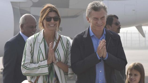 Argentinian President Mauricio Macri, who arrived in India on Sunday, is accompanied by a large delegation from Argentina’s nuclear sector that will participate in the first meeting of a joint committee on nuclear issues.(Vipin Kumar/HT Photo)