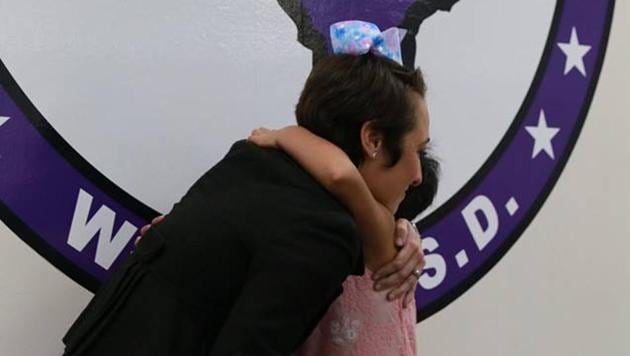 Not only did Shannon Grimm cut her hair, she even buys matching hair bows for Prisilla and herself to wear at school. (Willis Independent School District/Facebook) Not only did Shannon Grimm cut her hair, she even buys matching hair bows for Prisilla and herself to wear at school. (Willis Independent School District/Facebook)