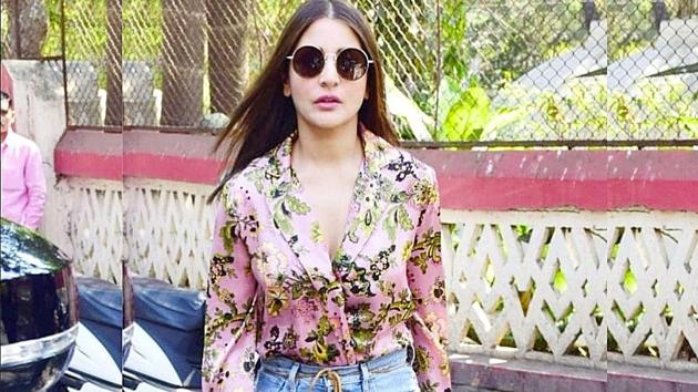 Anushka Sharma wore her floral and denim look with some flats and black sunglasses. (Instagram)