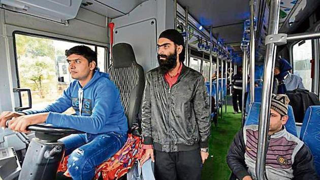 The Delhi government recently introduced three electric buses, on a trial basis, in the city. (Biplov Bhuyan/HT PHOTO) The Delhi government recently introduced three electric buses, on a trial basis, in the city. (Biplov Bhuyan/HT PHOTO)