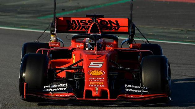 Ferrari's German driver Sebastian Vettel drives during the tests for the new Formula One Grand Prix season at the Circuit de Catalunya in Montmelo in the outskirts of Barcelona on February 18, 2019(AFP)