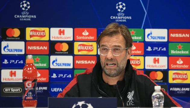 Liverpool's German manager Jurgen Klopp attends a press conference on the eve of their Champions League round of 16, first leg football match against Bayern Munich at Anfield stadium in Liverpool, north west England on February 18, 2019(AFP)