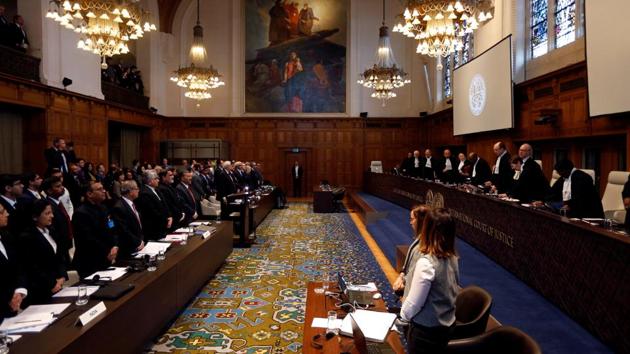 The International Court of Justice commenced oral hearing on Indian national Kulbhushan Jadhav at The Hague. India is likely to ask the top UN court to direct Pakistan to revoke the death sentence awarded to Jadhav for the allegations of espionage. India, during the first day of the hearing, based its case on two broad issues -- breach of article 36 of the Vienna Convention on consular access and the process of resolution. (Eva Plevier / REUTERS)