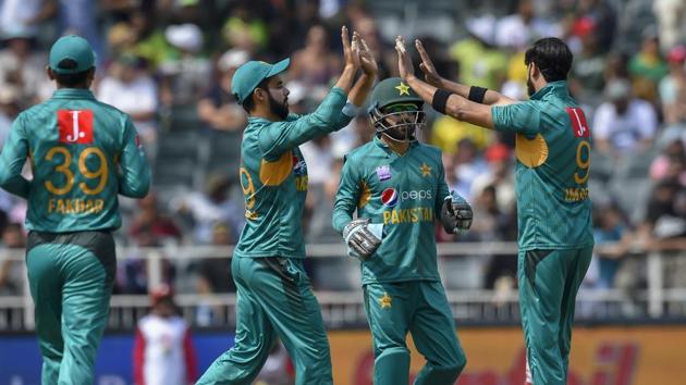 File image of the Pakistan team celebrating a wicket.(AP)