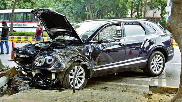 The Bentley was being driven by Ponty Chadha’s nephew, Asees Singh Chadha, who was arrested by police.(HT Photo) The Bentley was being driven by Ponty Chadha’s nephew, Asees Singh Chadha, who was arrested by police.(HT Photo)