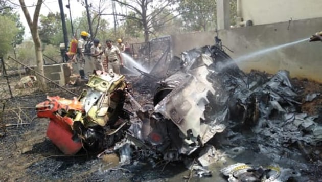 Visuals showed smoke billowing from the site and burning debris were scattered all over the airbase.(HT Photo) Visuals showed smoke billowing from the site and burning debris were scattered all over the airbase.(HT Photo)
