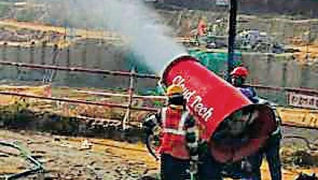 The dust suppression machine has been installed at a construction site in Dwarka Sector 25.(Photo: Sourced)