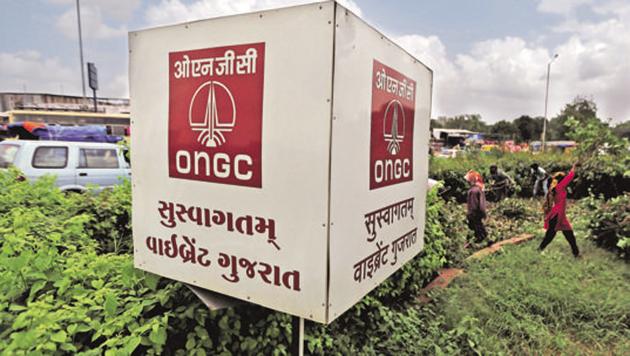 The logo of Oil and Natural Gas Corp's (ONGC) is pictured along a roadside in Ahmedabad.(REUTERS)