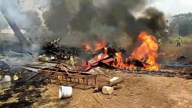 Two aircrafts of Indian Air Force’s Surya Kiran Aerobatics Team collided at the Yelahanka airbase in Bengaluru. The aircrafts, believed to be BAE Hawk MK 132, were rehearsing for the Aero India show that was to begin tomorrow. Both the pilots ejected but one of them succumbed to his injuries. (PTI)