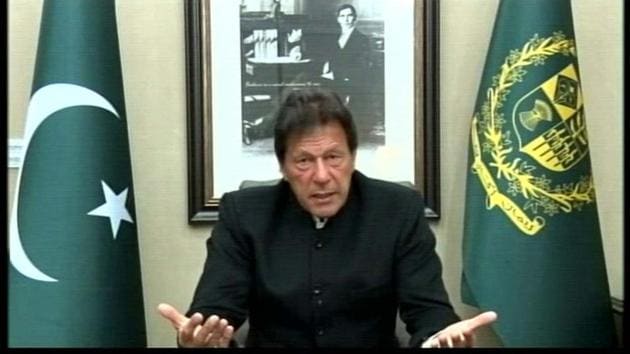 Pakistan Prime Minister Imran Khan addresses to the nation on Pulwama terror attack in Islamabad on Tuesday.(ANI Photo)