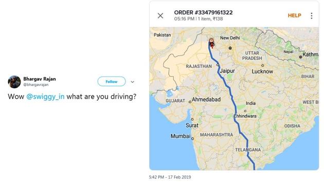 Twitter user Bhargav Rajan shared a screenshot of his order after he noticed the bizarre glitch.(Twitter/@bhargavrajan)