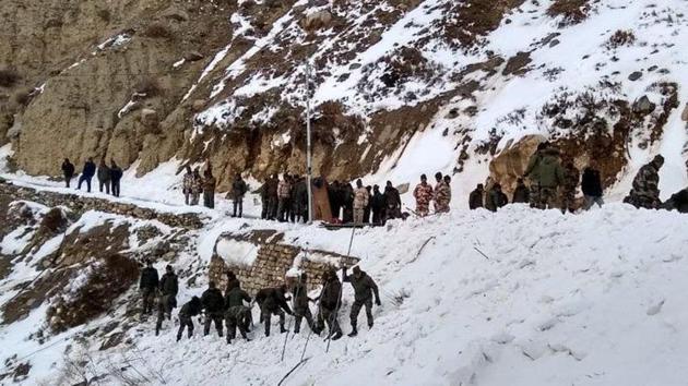 The avalanche hit the Namgya region of Himachal Pradesh’s Kinnaur district on February 20.(ANI Photo/Twitter)