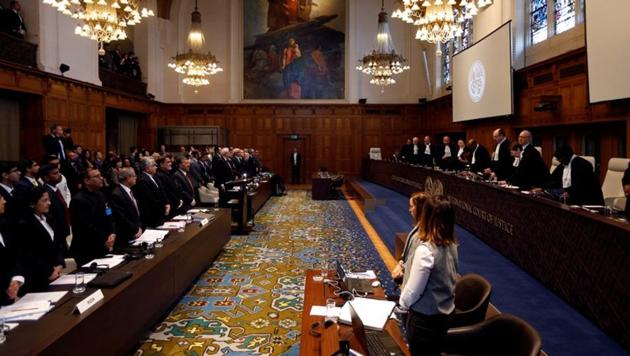 Judges at the International Court of Justice during the final hearing in the Kulbhushan Jadhav case in the Hague, the Netherlands, February 18(REUTERS)