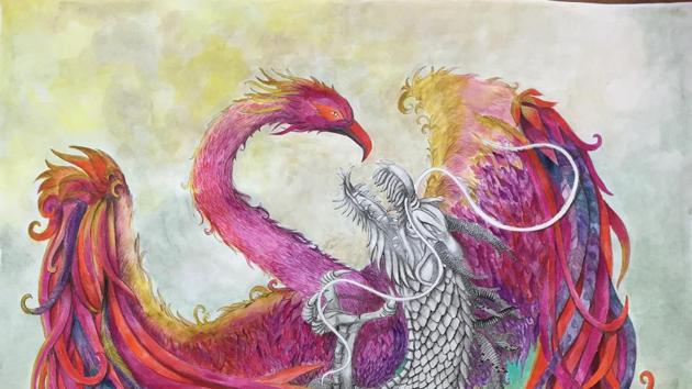 This artwork done with pen, pencil and watercolour on paper by Anuradha Kabra will be exhibited at the booth of Studio Paradise art gallery.