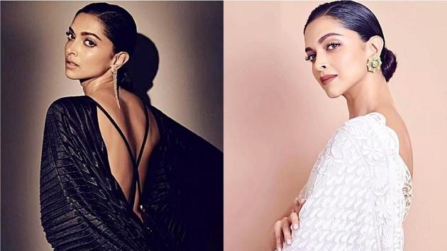 Deepika Padukone’s black gown and white saree might seem understated, but then you see the statement-making and sexy backs of her outfits. (Instagram)