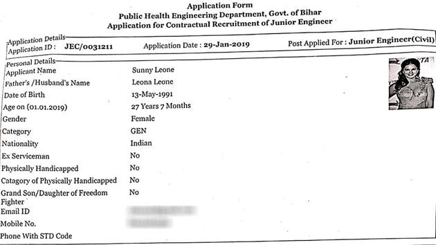 Bihar PHED Topper Sunny Leone Update : Principal Secretary, PHED, Jitendra Srivastava said an FIR would be lodged against the candidate, as it was not a mischief, but a serious offence. (PHED Bihar) Bihar PHED Topper Sunny Leone Update : Principal Secretary, PHED, Jitendra Srivastava said an FIR would be lodged against the candidate, as it was not a mischief, but a serious offence. (PHED Bihar)