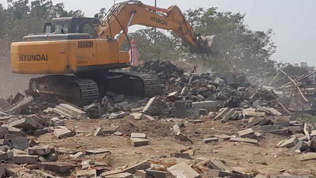 PCMC razed the under-construction temple on Thursday.(HT/PHOTO)