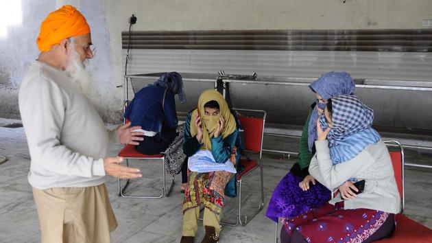 Kashmiri students from Dehradun, Ambala, Banur and Mohali leaving for Kashmir with help of Khalsa Aid at Gurudwara Sacha Dhan, in Mohali, Punjab on February 19. (Anil Dayal/Hindustan Times) Kashmiri students from Dehradun, Ambala, Banur and Mohali leaving for Kashmir with help of Khalsa Aid at Gurudwara Sacha Dhan, in Mohali, Punjab on February 19. (Anil Dayal/Hindustan Times)