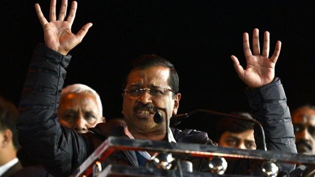 Delhi chief minister Arvind Kejriwal addresses a gathering at New Delhi on Feb 20, 2019. (HT Photo) Delhi chief minister Arvind Kejriwal addresses a gathering at New Delhi on Feb 20, 2019. (HT Photo)