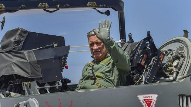 In a first, Army chief General Bipin Rawat took off in Tejas fighter jet for an aerial tour to witness the capability of the light combat aircraft during Aero India 2019 show in Bengaluru . General Rawat described the made-in-India combat jet as a “wonderful aircraft” that will enhance firepower of the Indian Air Force. General Rawat occupied the seat behind the pilot, and took to the skies above Yelahanka Air Force Station. (Shailendra Bhojak / PTI)